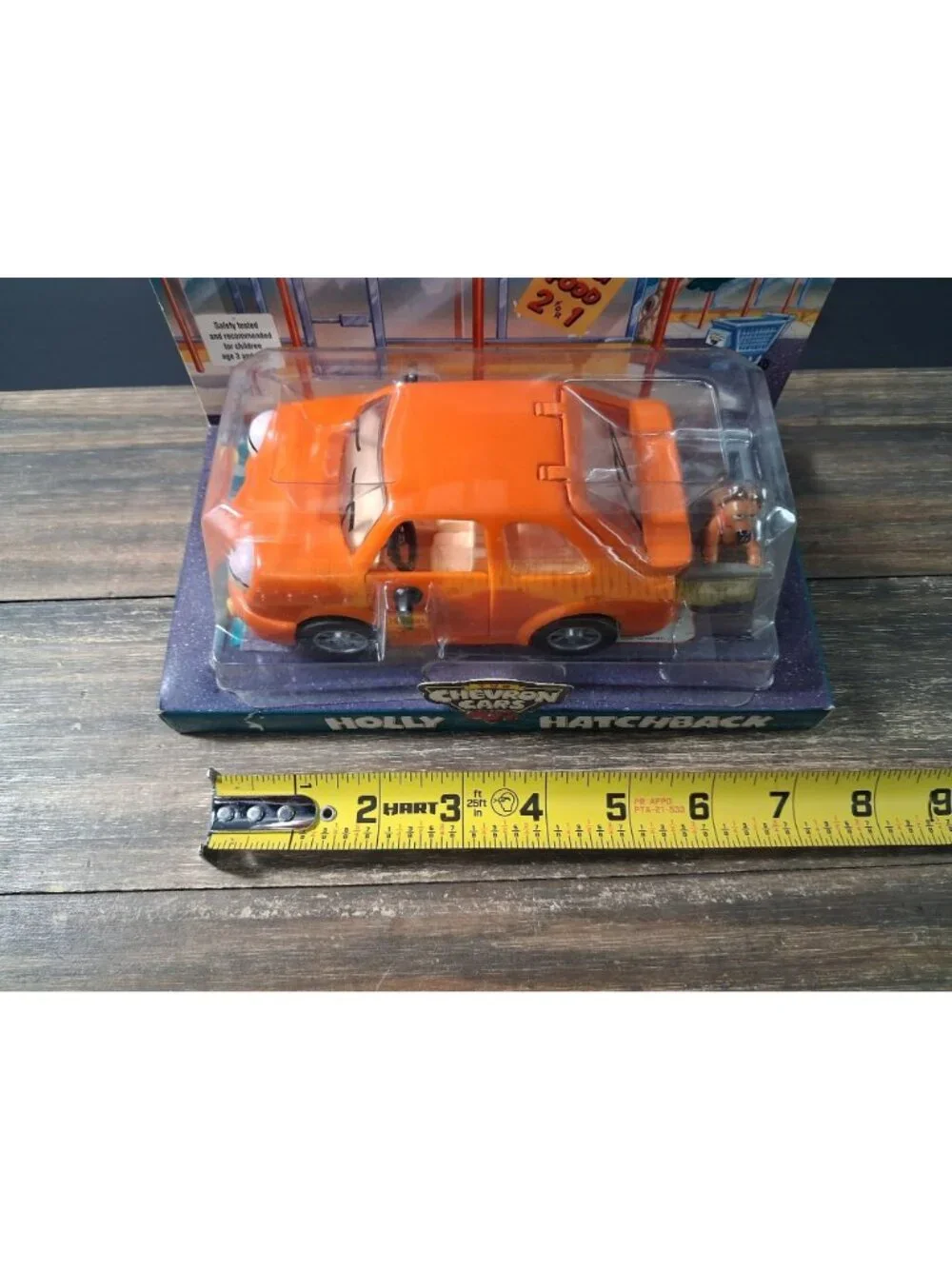 Vtg Chevron Gas Station Orange Car Holly Hatchback Dog at Station Plastic 90's